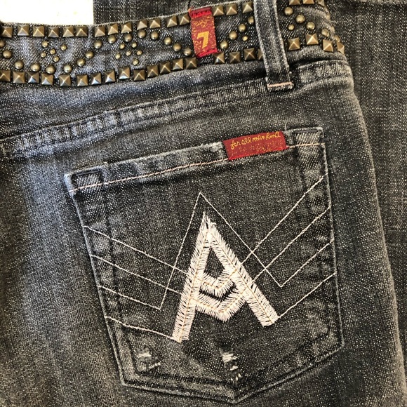 COPY - 7 For All Mankind black faded A pocket jeans sz 27 - Picture 11 of 16